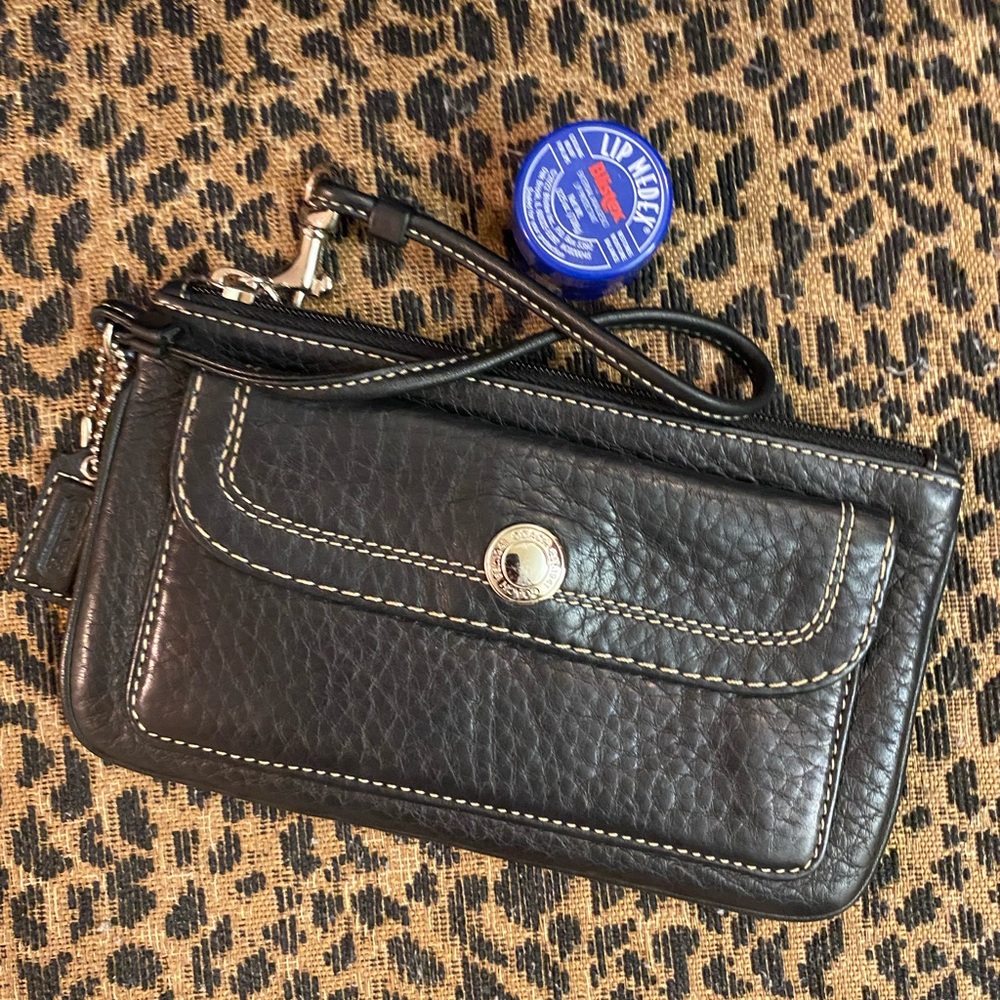 Like New Coach Black Leather Wristlet